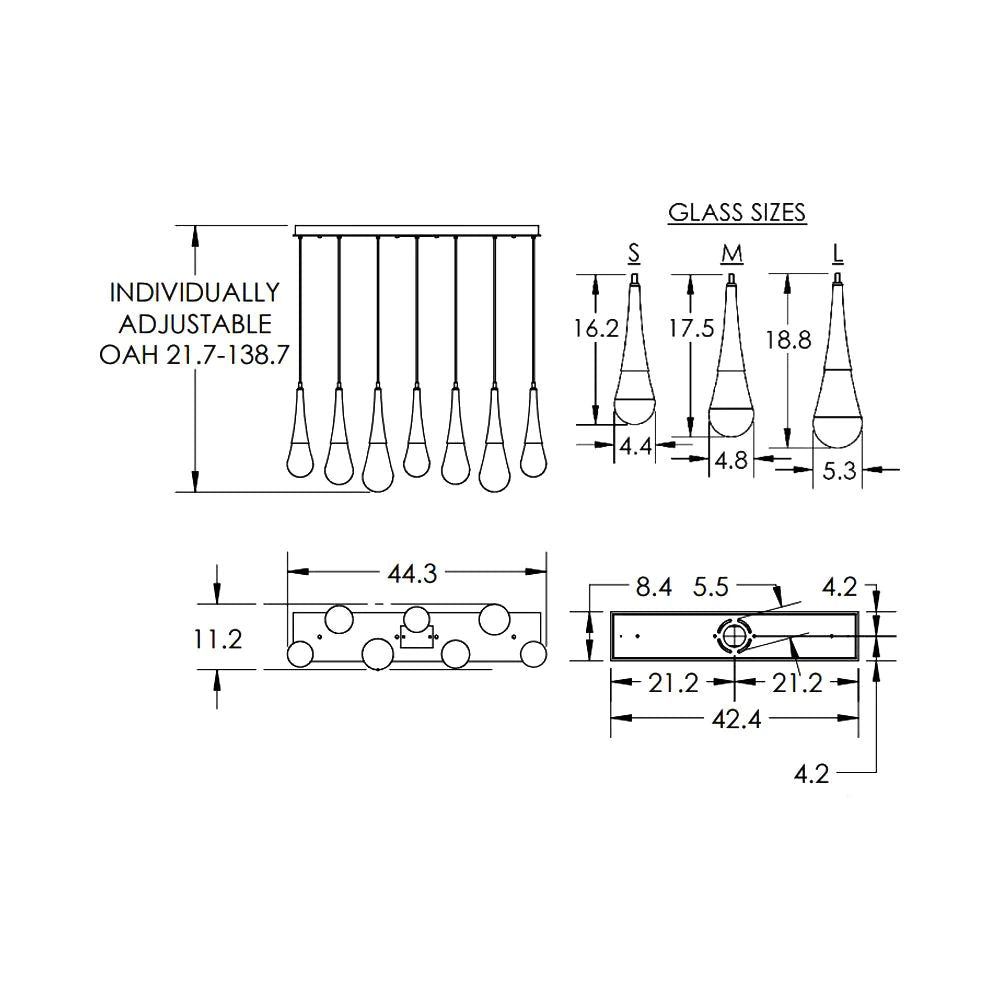 Soltaire Raindrop Rectangle LED Chandelier