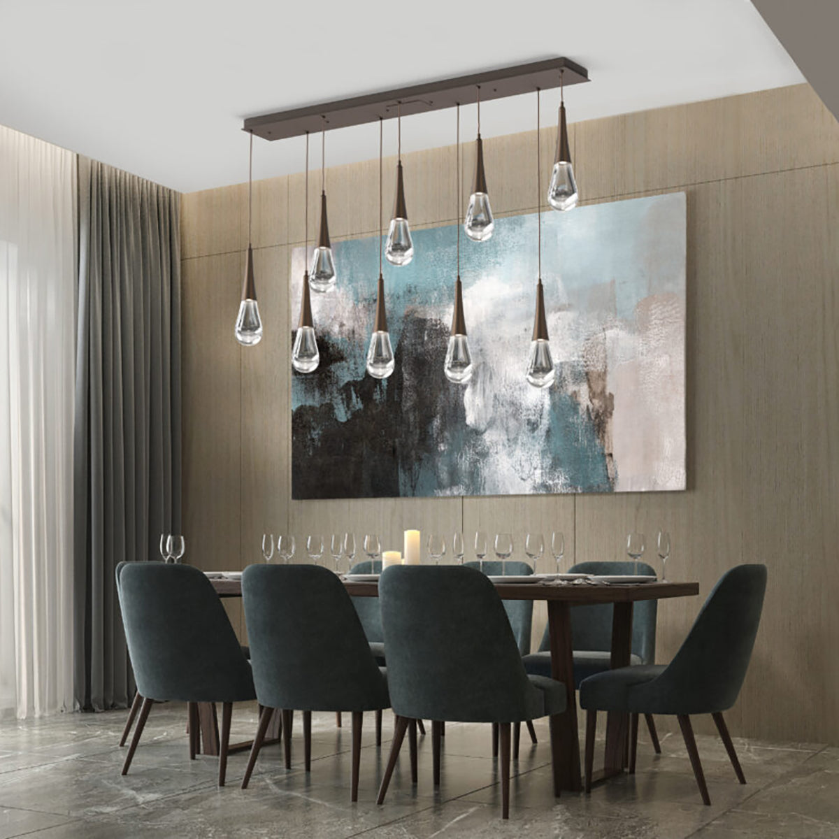 Soltaire Raindrop Rectangle LED Chandelier