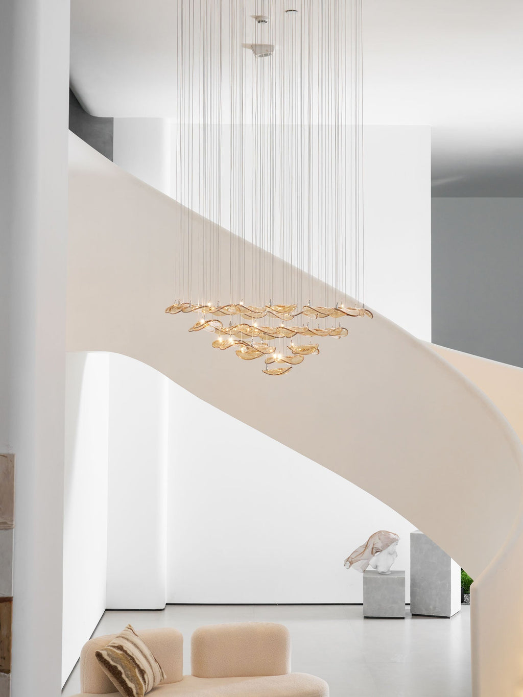 Galaxy Wave Floating Leaf Crystal Spiral Chandelier