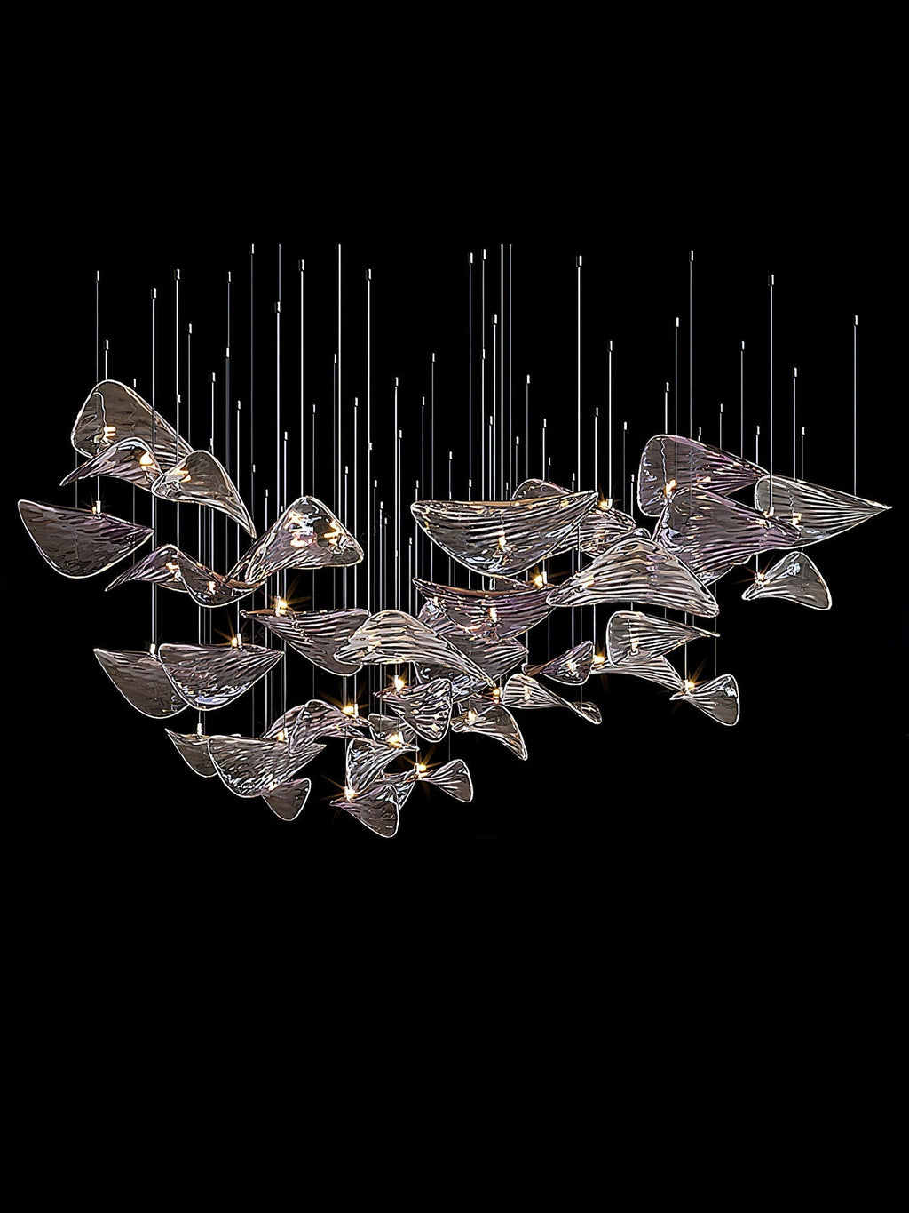 Galaxy Wave Floating Leaf Crystal Spiral Chandelier