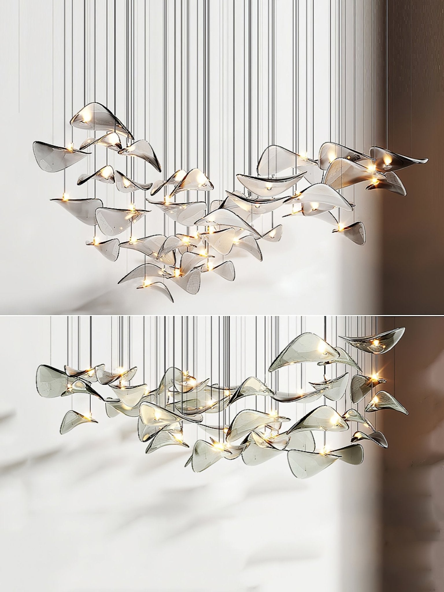 Galaxy Wave Floating Leaf Crystal Spiral Chandelier