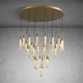 34-Light Gold Chandeliers for High Ceilings, Large Raine Chandelier for Foyer, Entryway, Staircase, Luxury Long Big Hanging Light Fixtures with Glass, Brass Pendant Light Fixtures Living Room