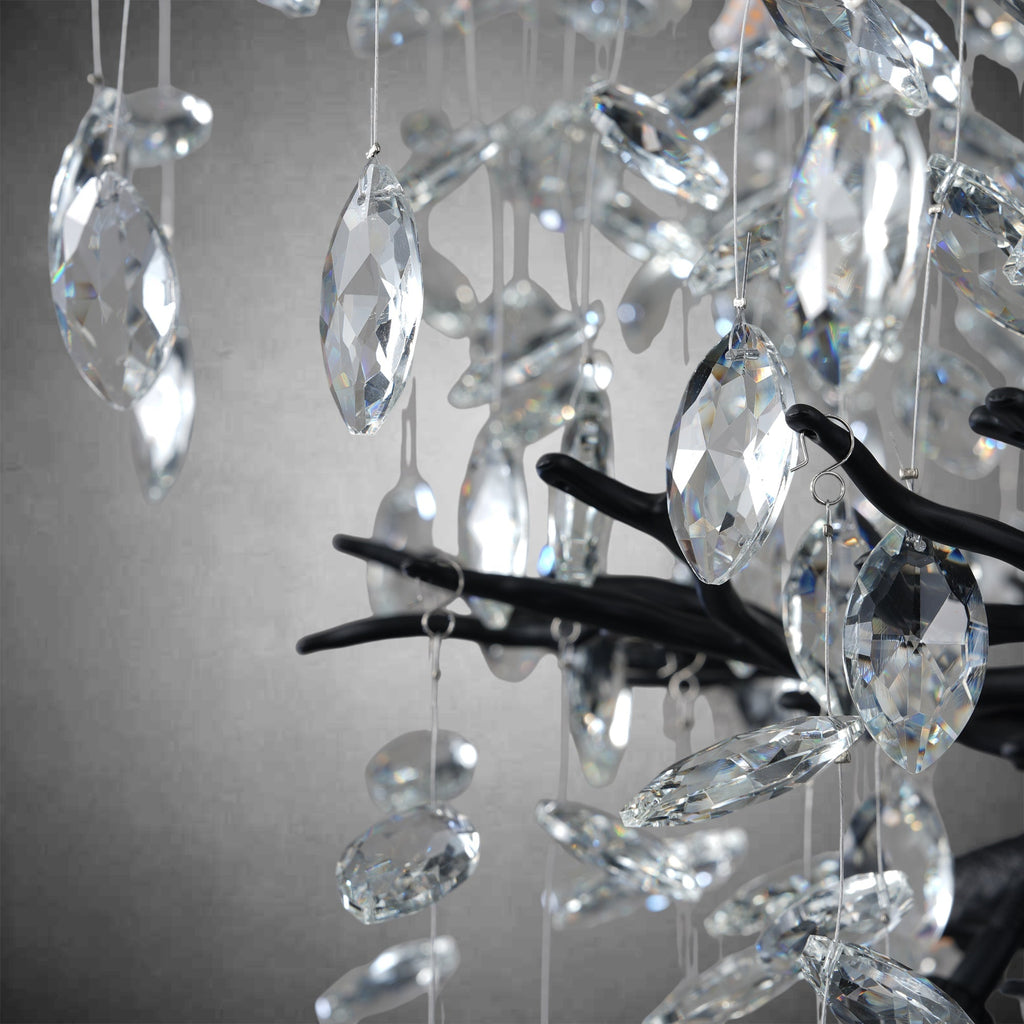 30" Black Crystal Chandelier, 10-Light Tree Branch Chandelier for Dining Room, Luxury Round K9 Crystal Raine Chandeliers Light Fixture for Living Room Foyer Entryway Bedroom Kitchen