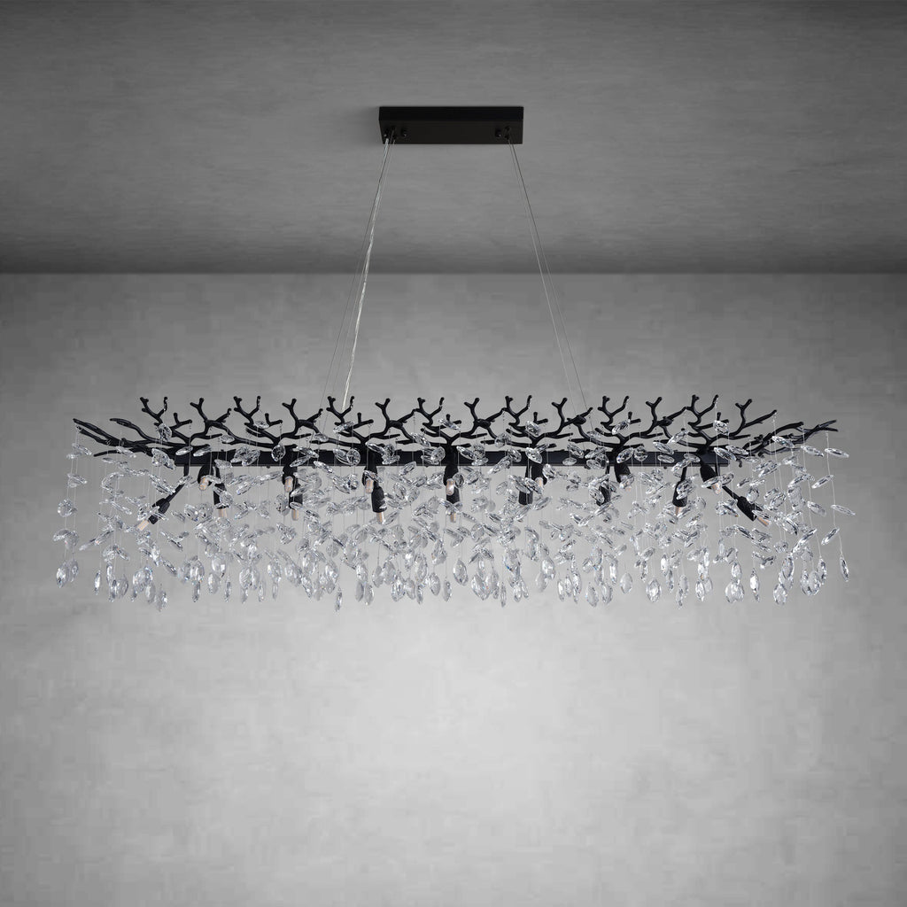 30" Black Crystal Chandelier, 10-Light Tree Branch Chandelier for Dining Room, Luxury Round K9 Crystal Raine Chandeliers Light Fixture for Living Room Foyer Entryway Bedroom Kitchen