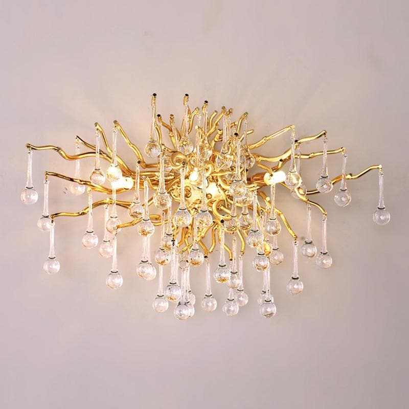 Riviko Gilded Bloom Crystal Wall Sconce - American formal living room