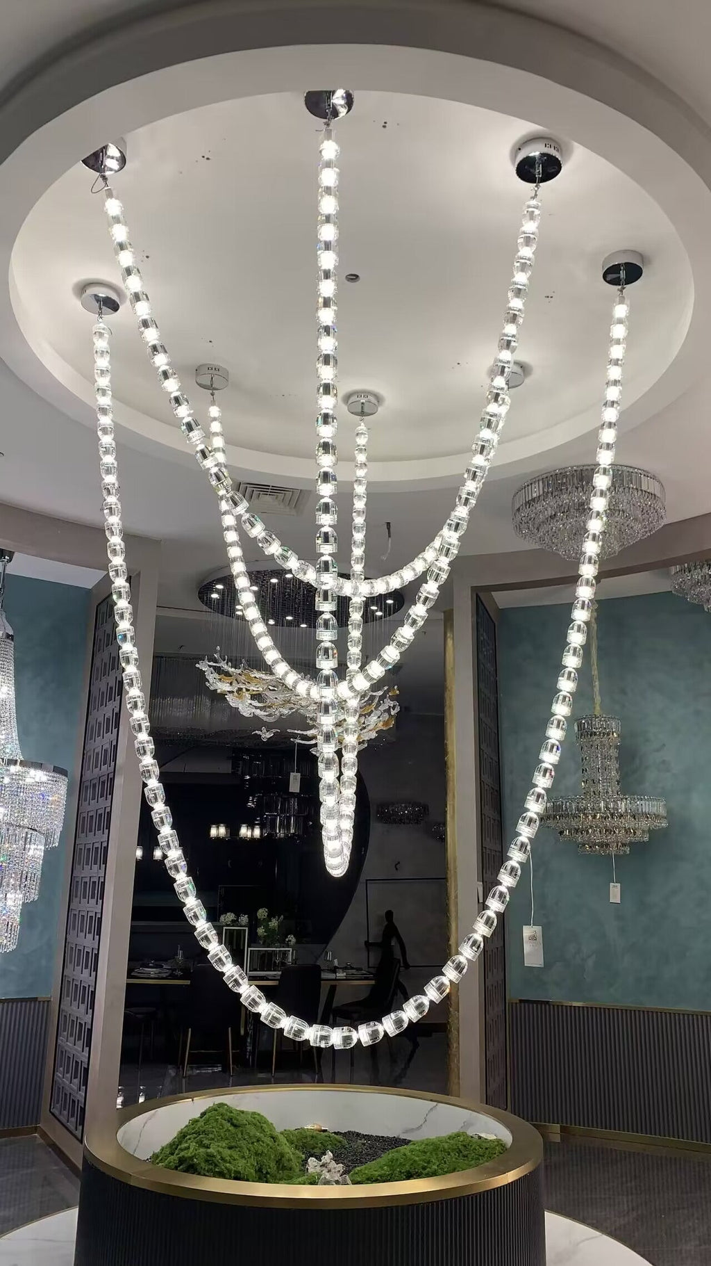 Modern Crystal Bullet Necklace Chain Chandelier for Living Room/Staircase/Foyer/Hotel/Restaurant