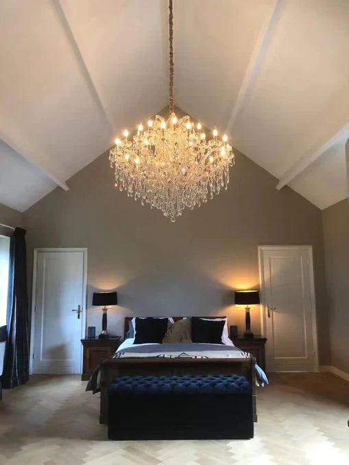 Luxury 25-Light Candle Crystal Chandelier in Gold/Chrome Finish