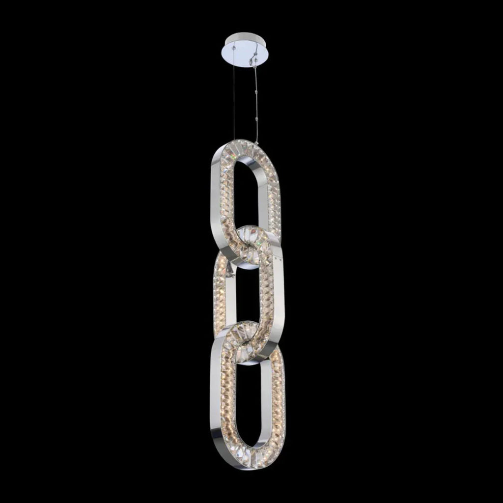Luxury Crystal and Metal Chain Pendant Chandelier for High Ceilings with Modern Finish