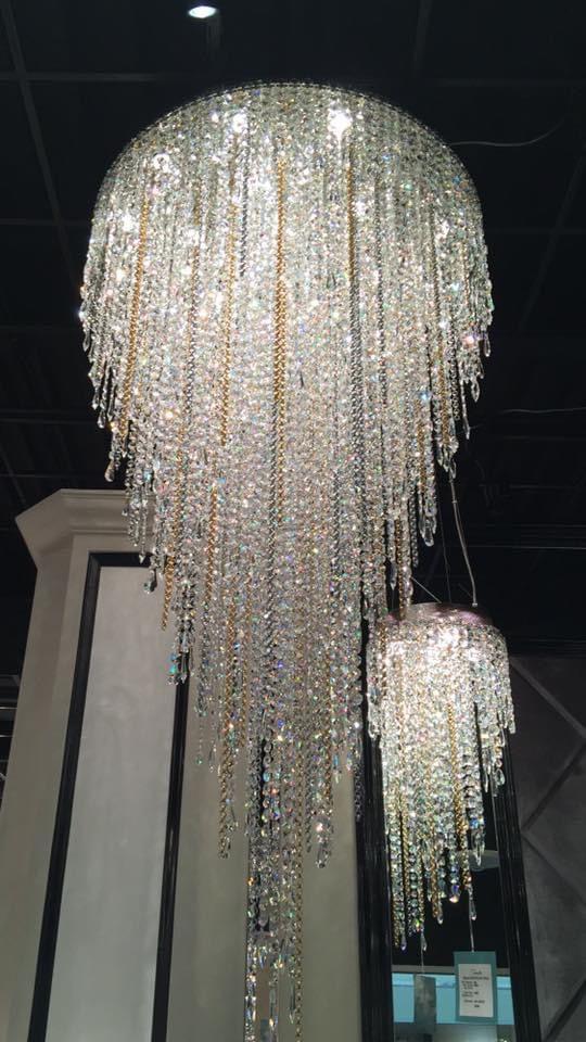 Riviko Opulent Cascade Crystal Tassel Chandelier - Background Shot
