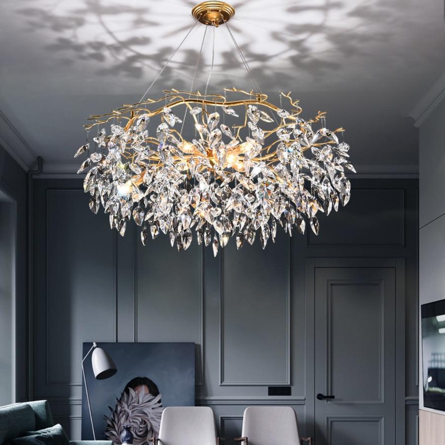 Riviko Gilded Bloom Round Branch Chandelier - grand American estate foyer
