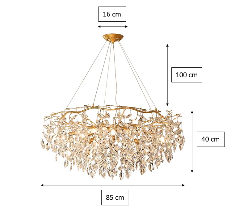 Riviko Gilded Bloom Round Branch Chandelier - Background Shot