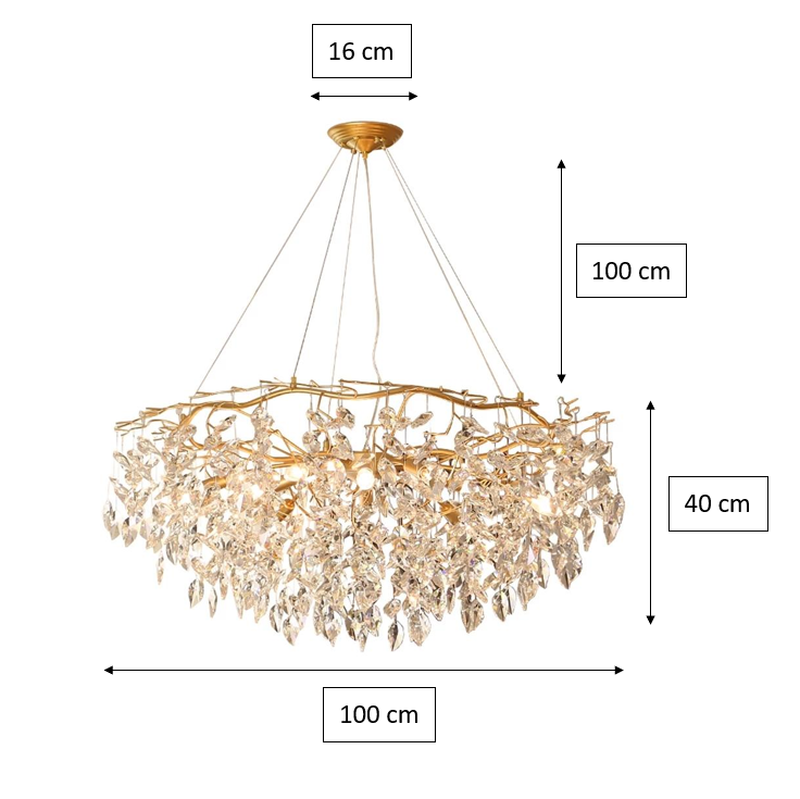 Riviko Gilded Bloom Round Branch Chandelier - Background Shot