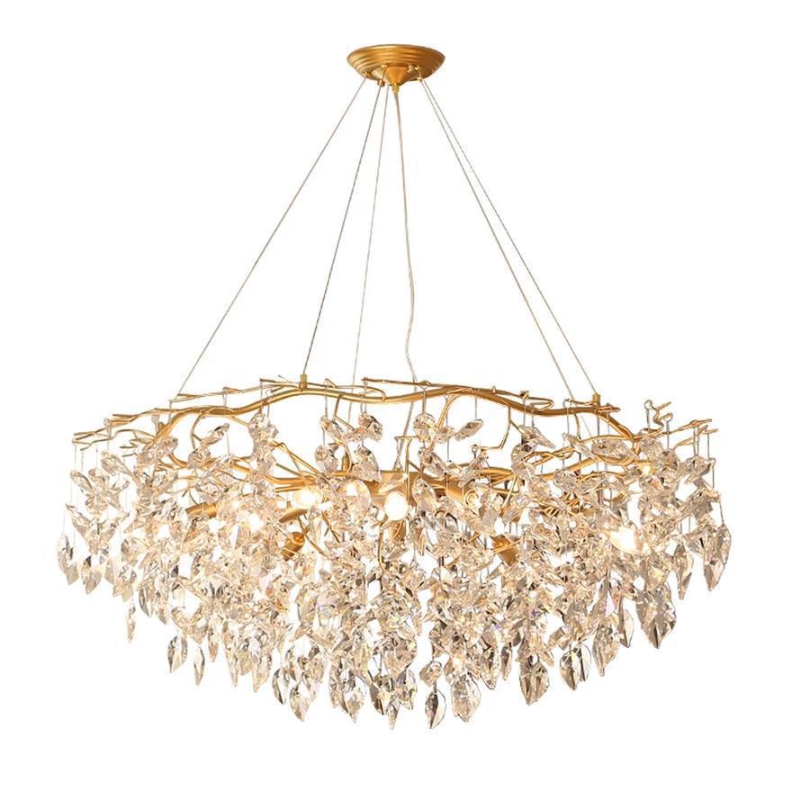 Riviko Gilded Bloom Round Branch Chandelier - grand American estate foyer