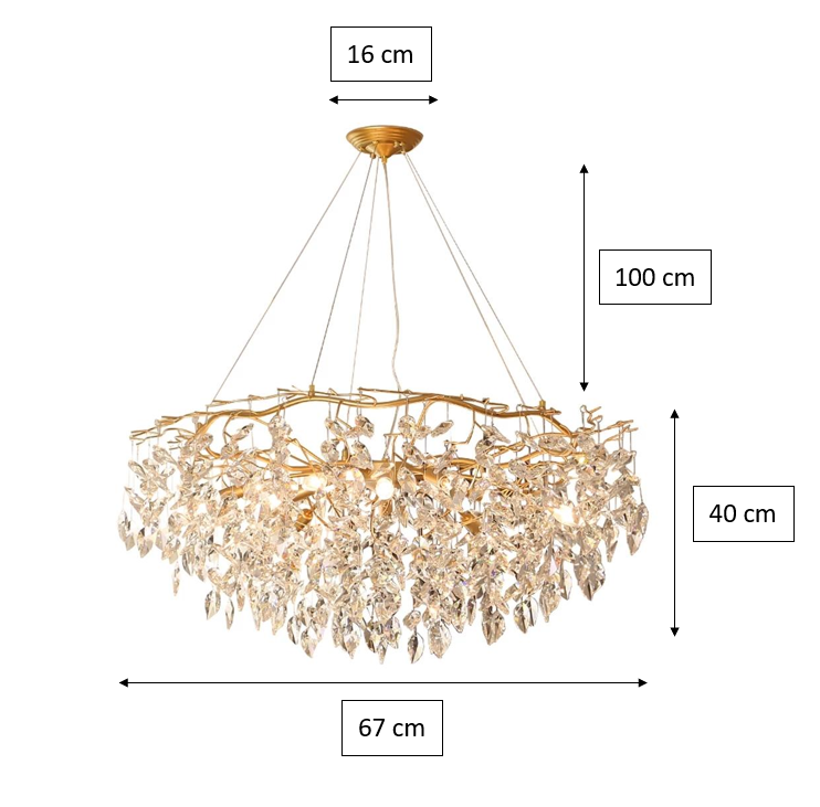 Riviko Gilded Bloom Round Branch Chandelier - Background Shot