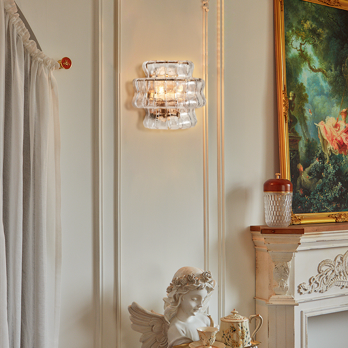 Riviko Lumina Sculpted Glass Wall Sconce - luxury American wine room