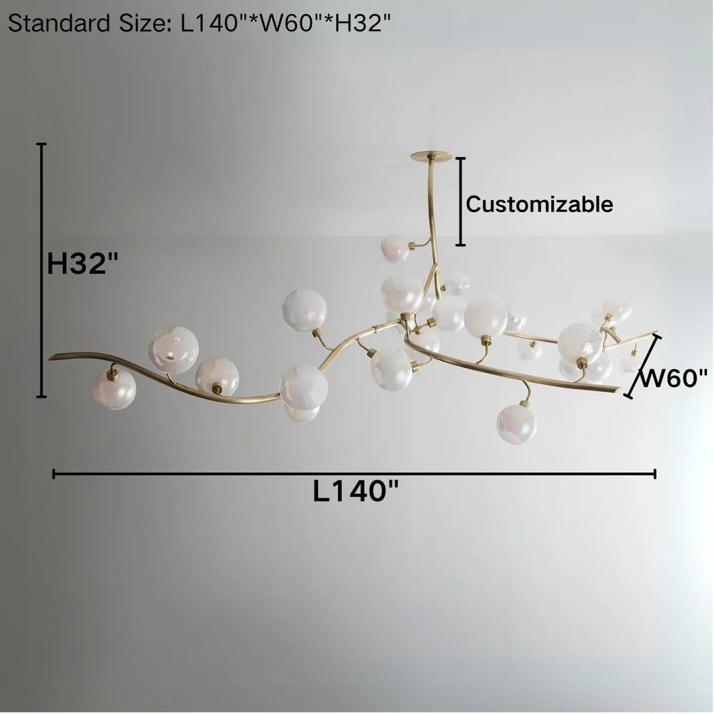 Contemporary Hand-blown Glass Globes Branch Chandelier for Dining Room Living Room and Kitchen Island