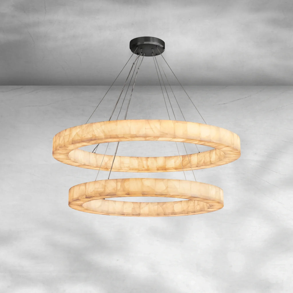 Riora 2-Tier Round Calcite Chandelier 60"