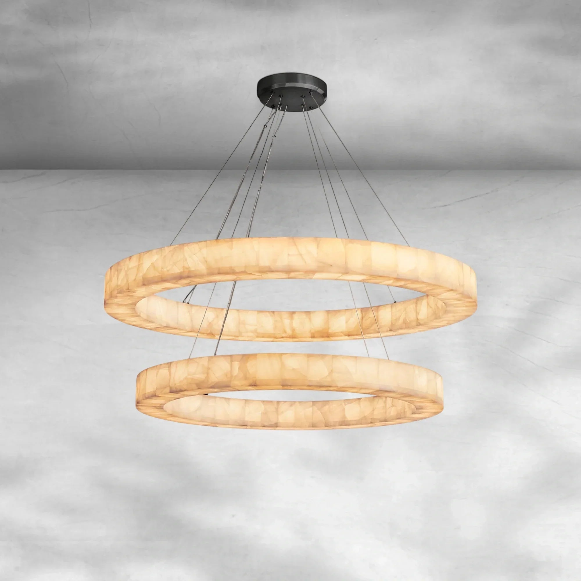 Riora 2-Tier Round Calcite Chandelier 60"