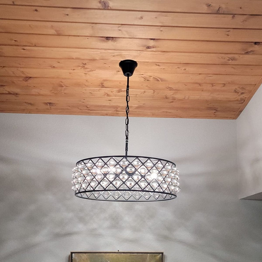 Post-modern Raindrop Crystal Chandelier Rectangle/Round Light Fixture for Living Room/Dining Table