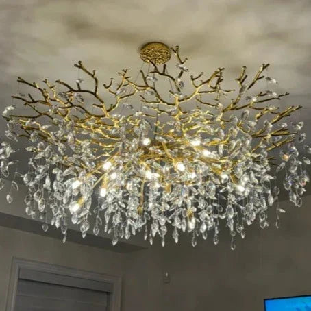 French Branch Elegant Crystal Leaves Chandelier - Riviko