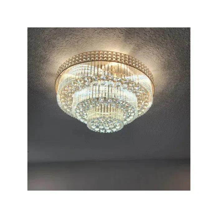 Riviko Grand Lumina Three-Tier Round Flush Mount Chandelier - Background Shot