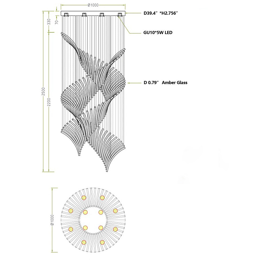 Riviko Grand Lumina Spiral Chandelier - Background Shot