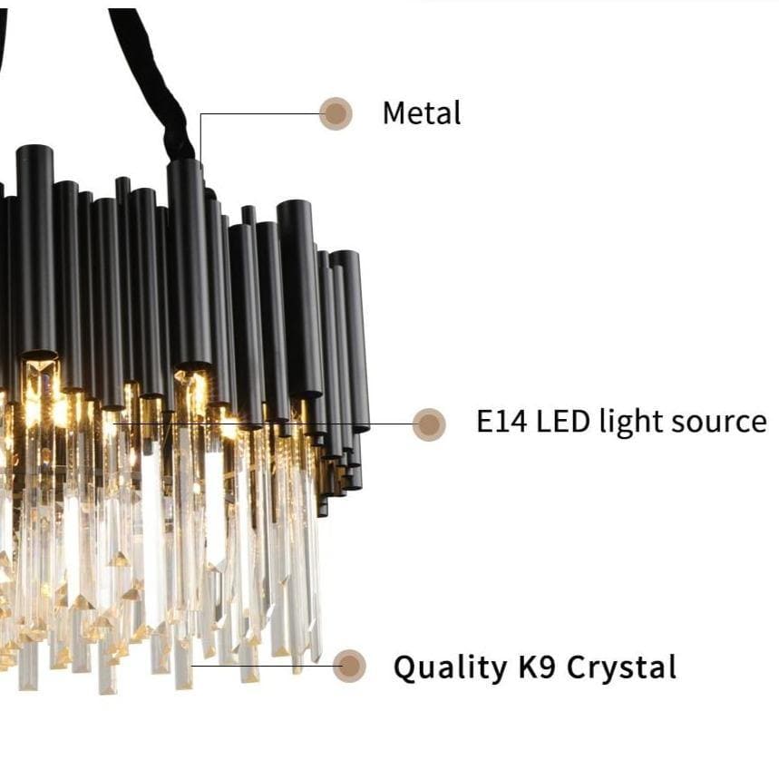 Riviko Midnight Radiance Round Crystal Chandelier - Background Shot