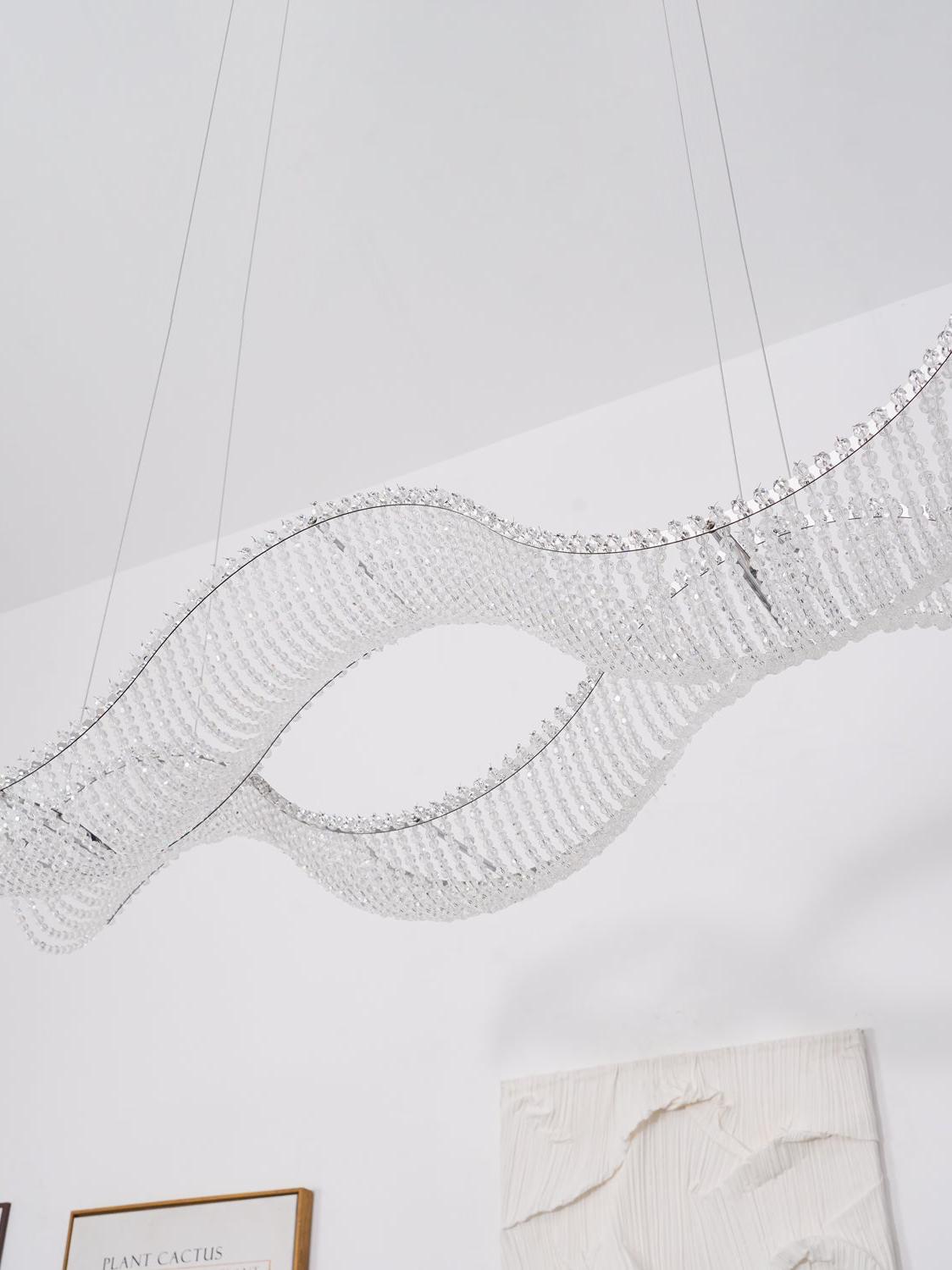 Modern Wavy Crystal Chandelier for Dining Room/Kitchen Island