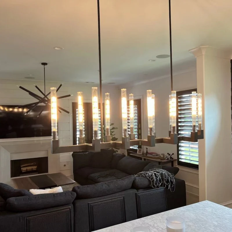 Cannel Glass Linear Chandelier 67"