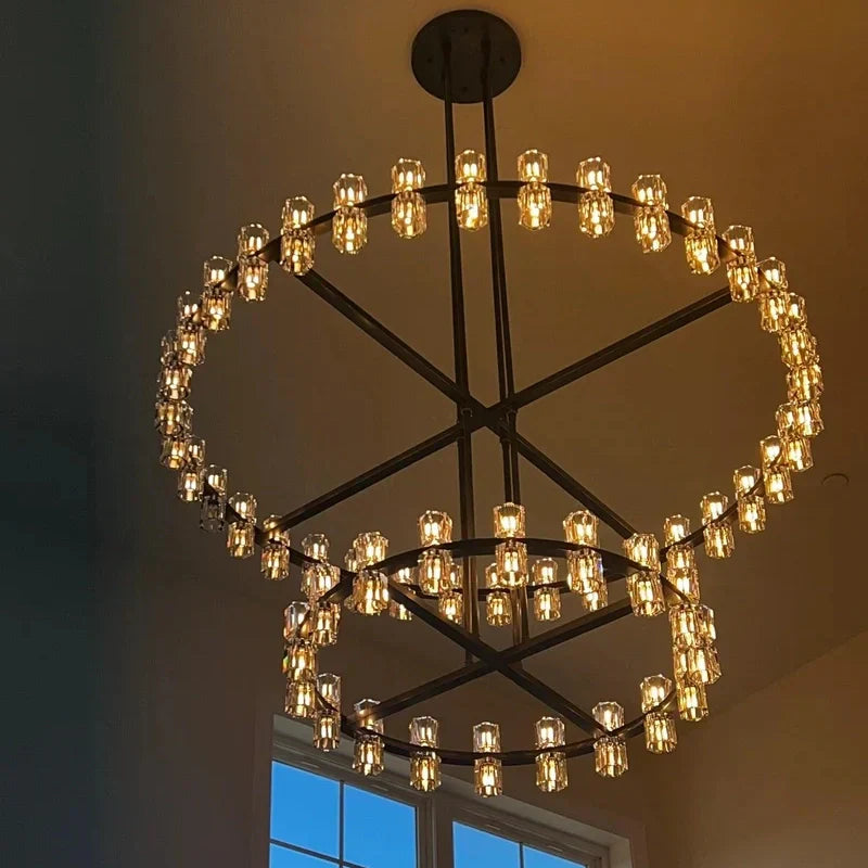 Riviko Grand Deco Tiered Round Chandelier 60" - Background Shot
