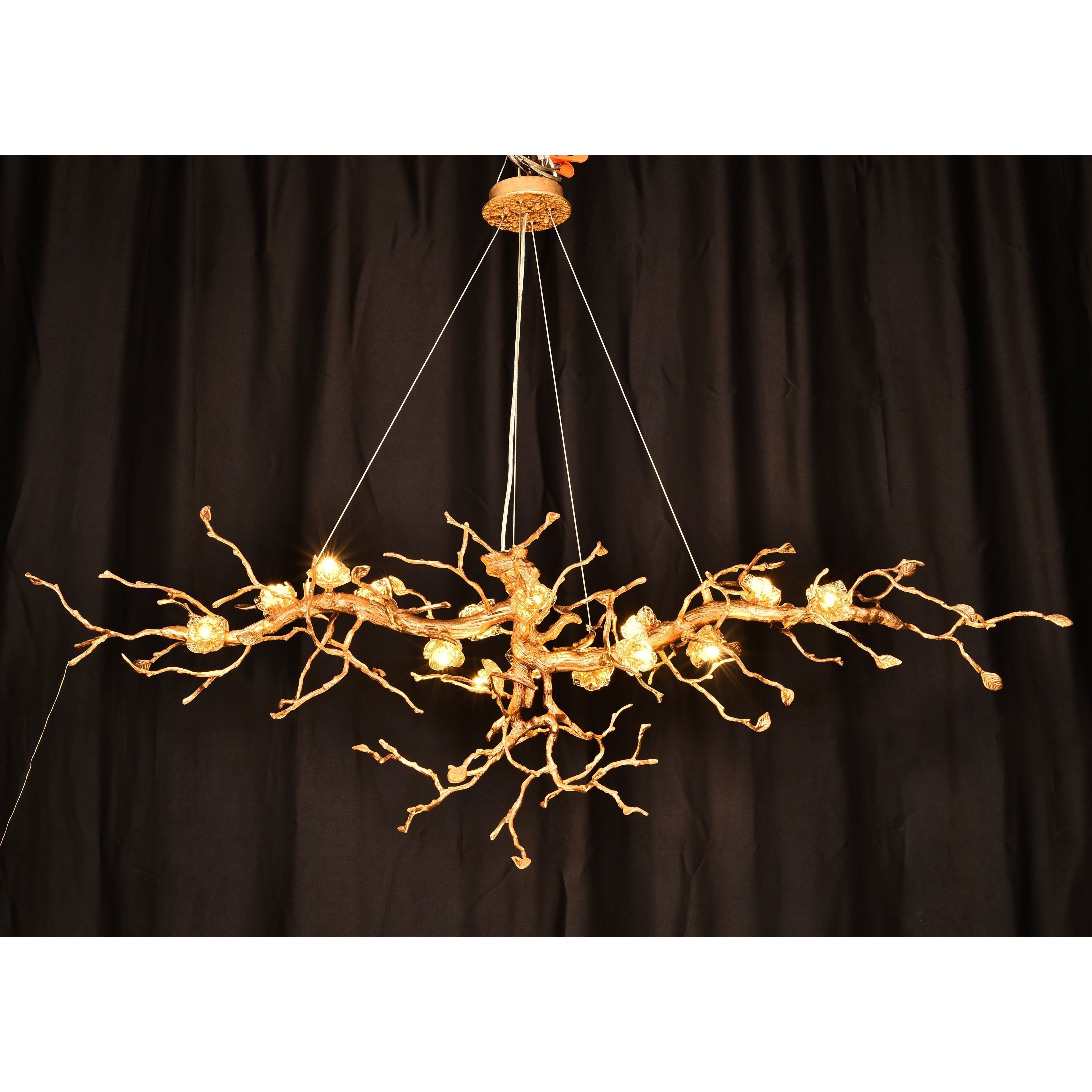 Livio Gemstone Branch Brass Round Chandelier