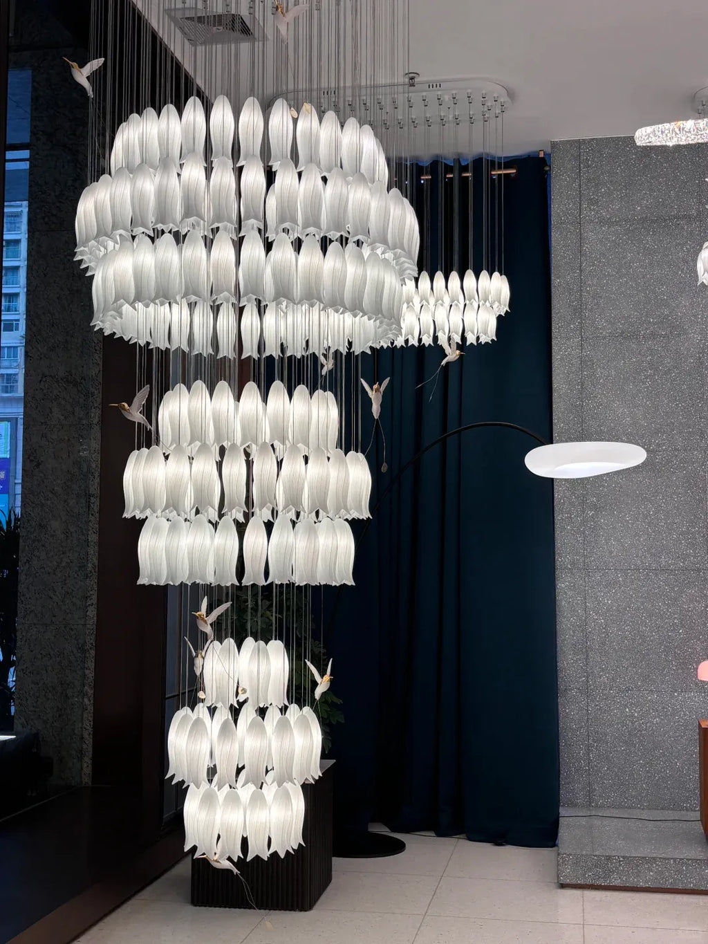 Ceramic Tulip Cascade Staircase Chandelier