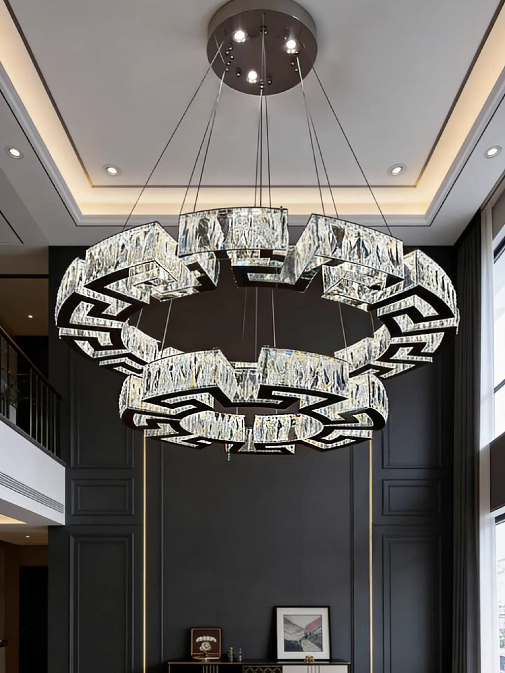 Modern Round Gear/Rectangular Mazes Crystal Chandelier