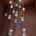 Modern Floating Clear/Blue/Amber Irregular Crystal Chandelier for High-ceiling