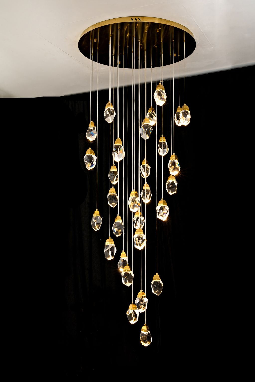 Modern Floating Diamond Crystal Chandelier for High-ceiling