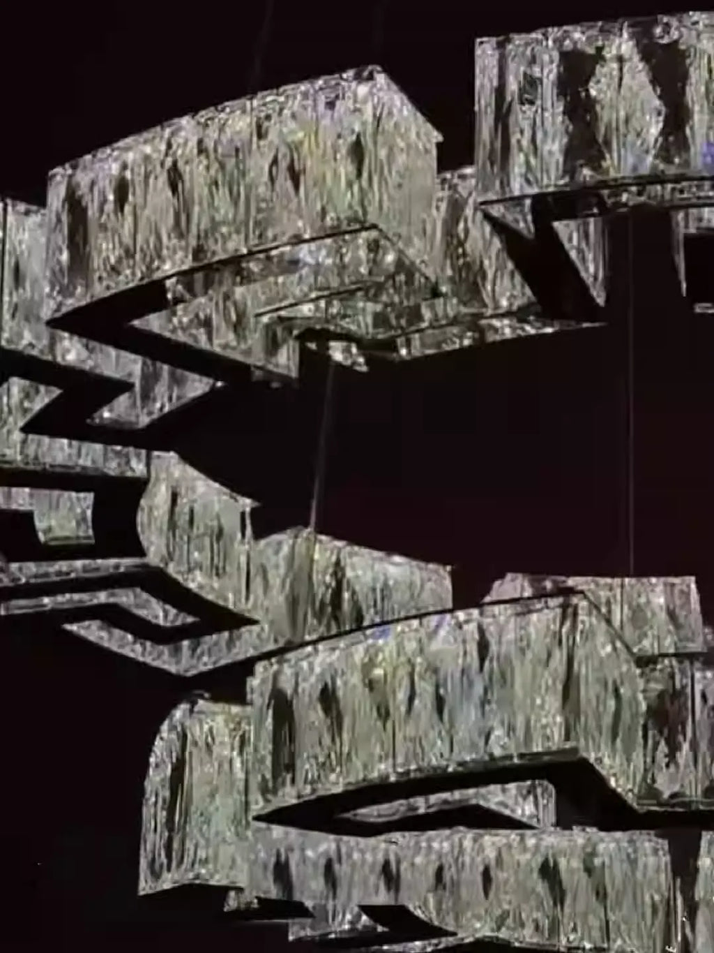 Modern Round Gear/Rectangular Mazes Crystal Chandelier
