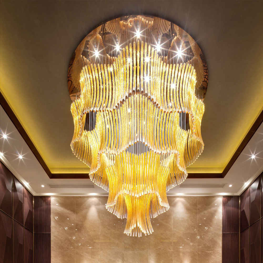 long stair crystal chandelier