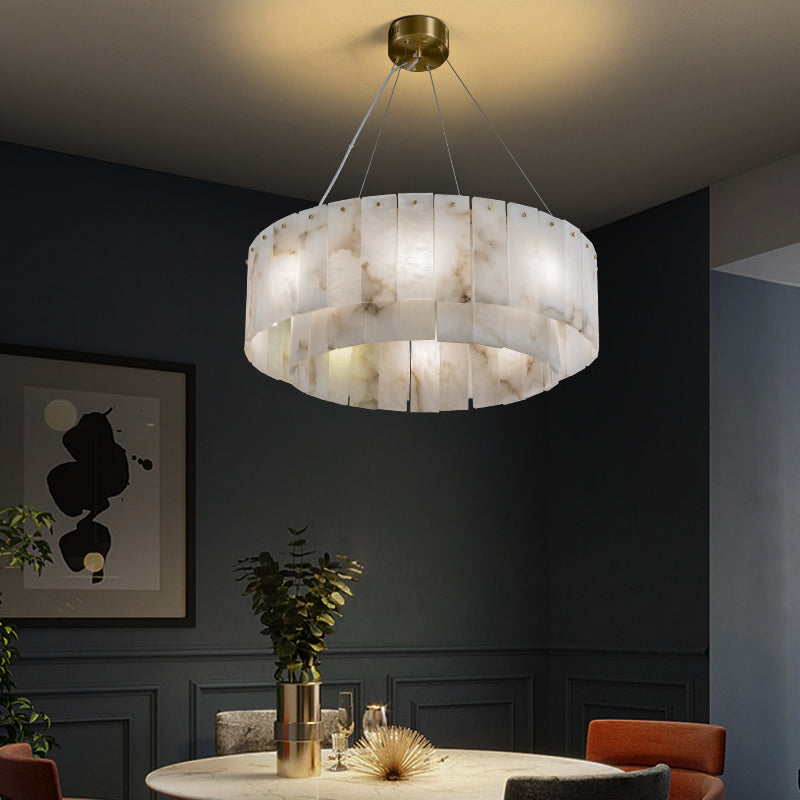 Riviko Alabaster Bloom Round Chandelier - grand American foyer with two-story ceiling