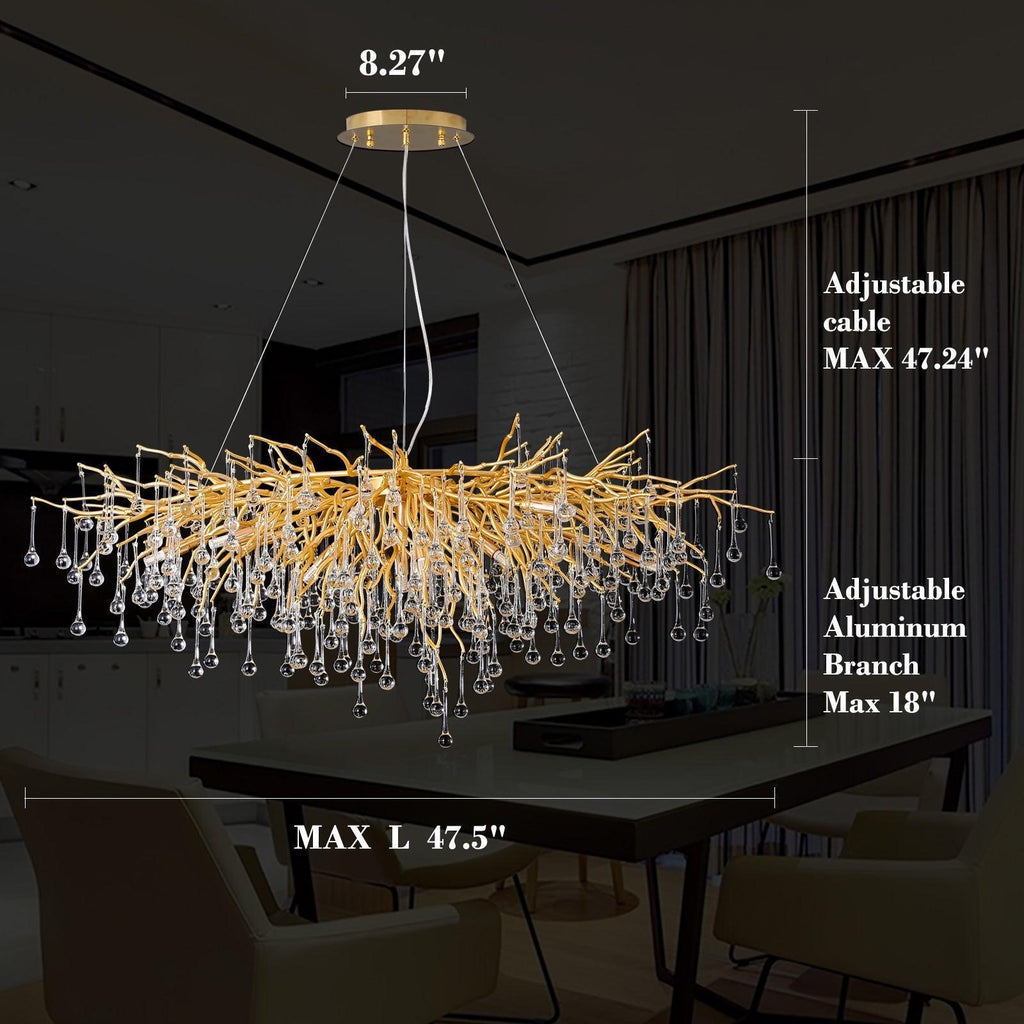 Riviko Verdant Canopy Rectangular Branch Chandelier - Background Shot