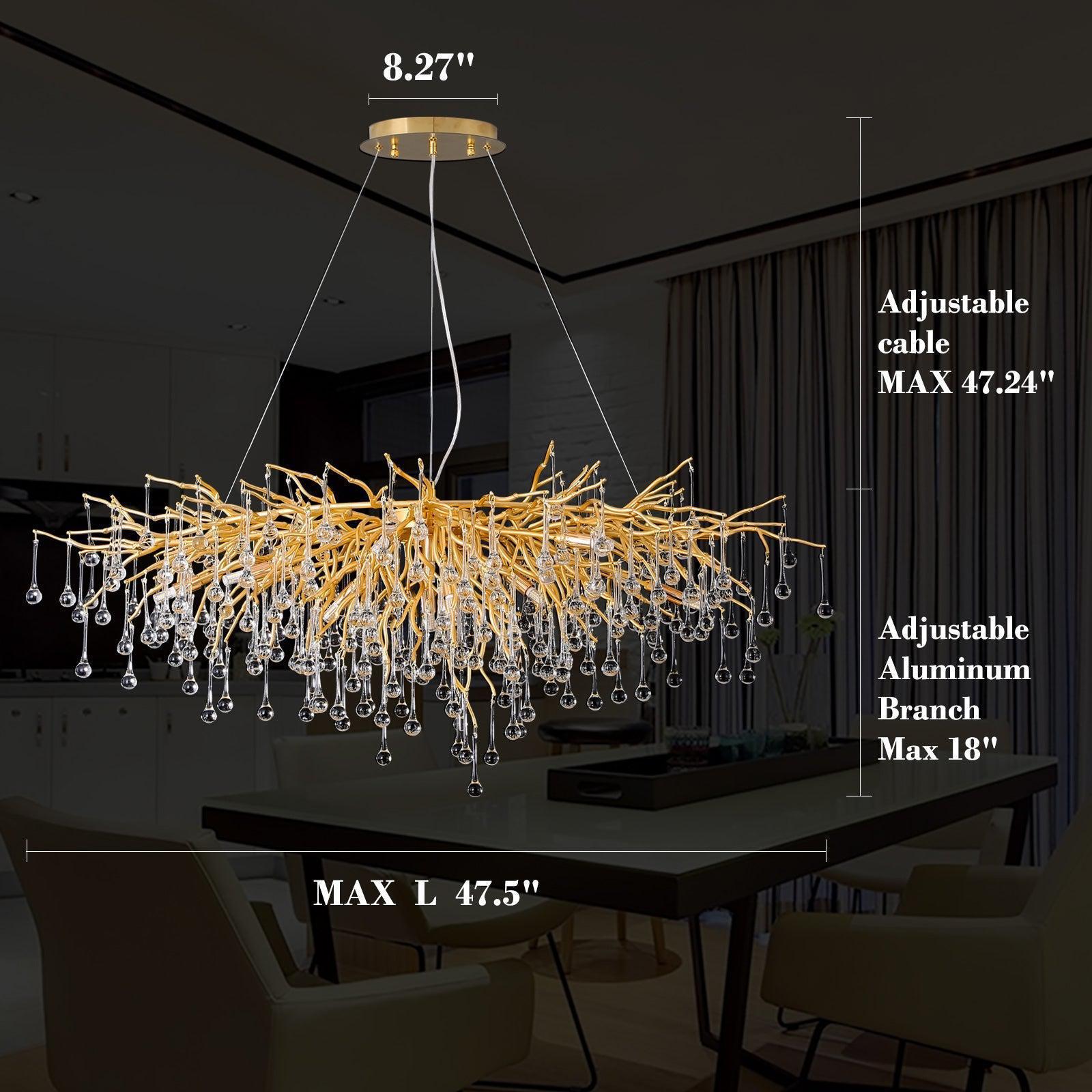 Riviko Verdant Canopy Rectangular Branch Chandelier - Background Shot
