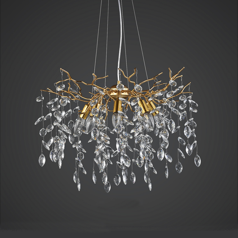 Riviko Veridian Bloom Crystal Branch Chandelier - Background Shot