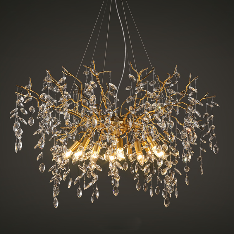 Riviko Veridian Bloom Crystal Branch Chandelier - Background Shot