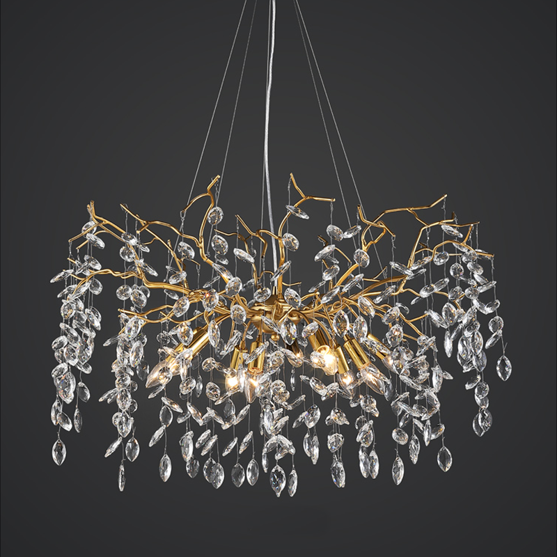 Riviko Veridian Bloom Crystal Branch Chandelier - Background Shot