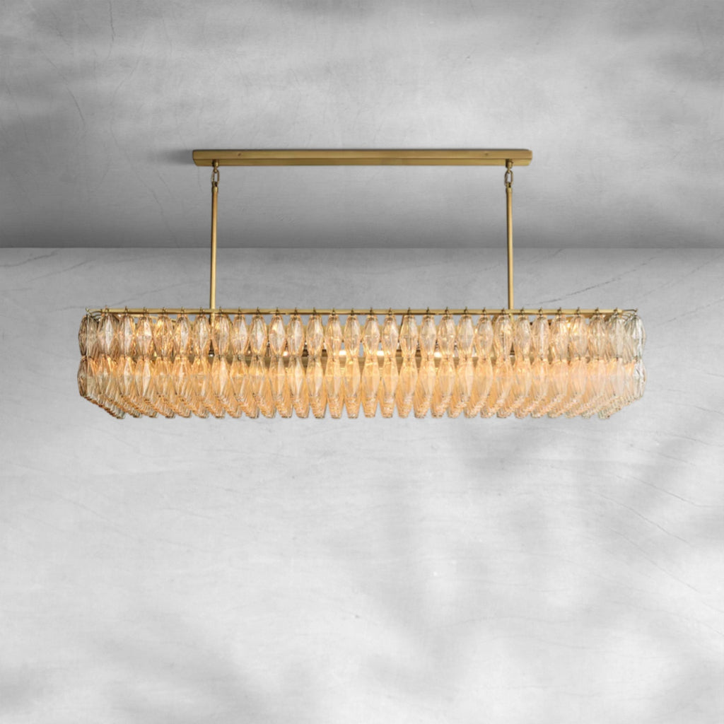 Cyra Glass Rectangular Chandelier 74"