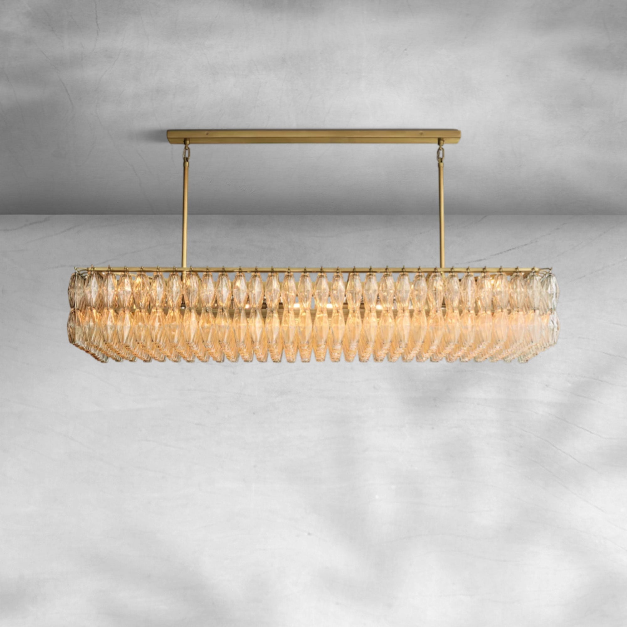 Cyra Glass Rectangular Chandelier 74"