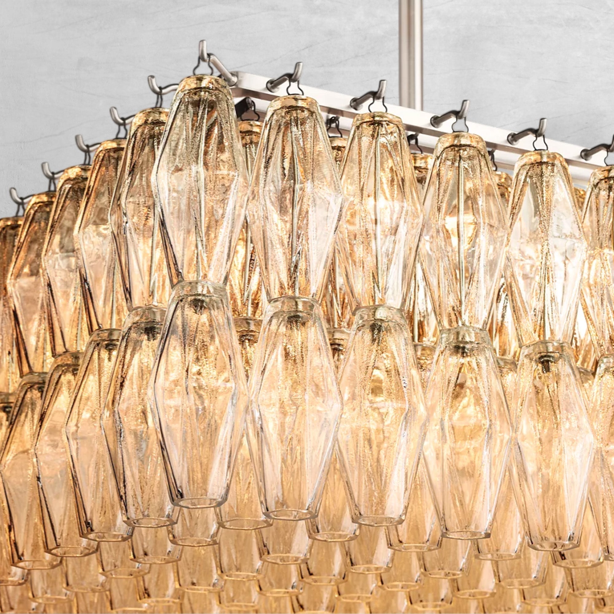 Cyra Glass Rectangular Chandelier 74"