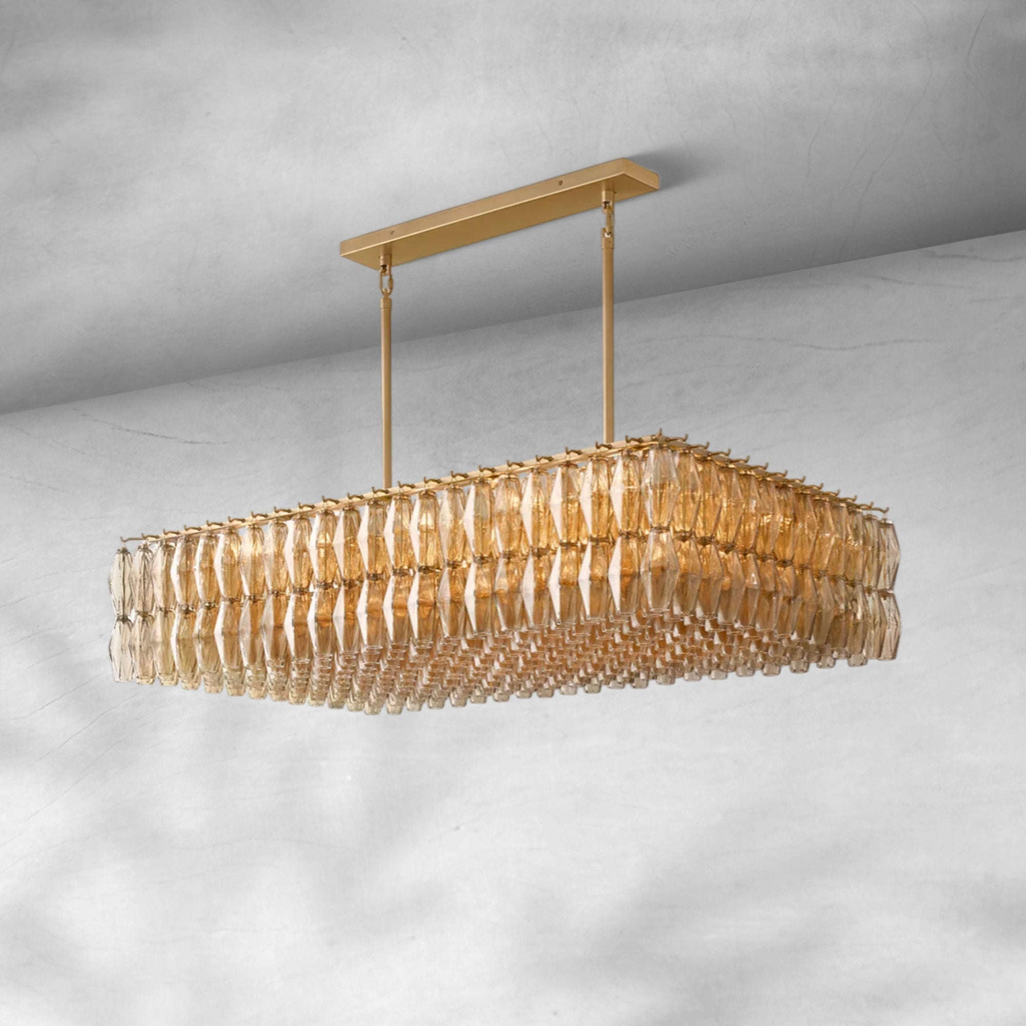 Cyra Glass Rectangular Chandelier 54"
