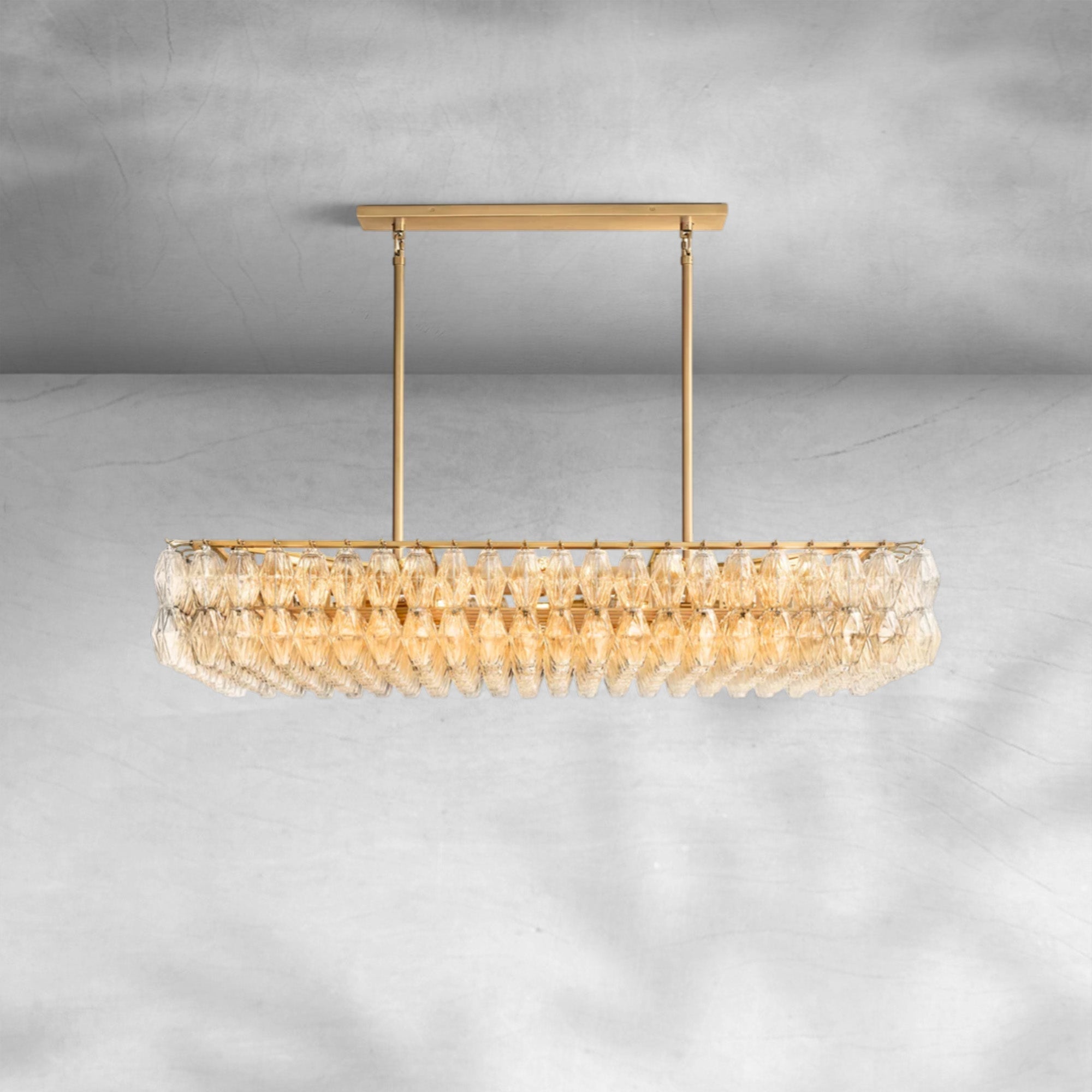 Cyra Glass Rectangular Chandelier 54"