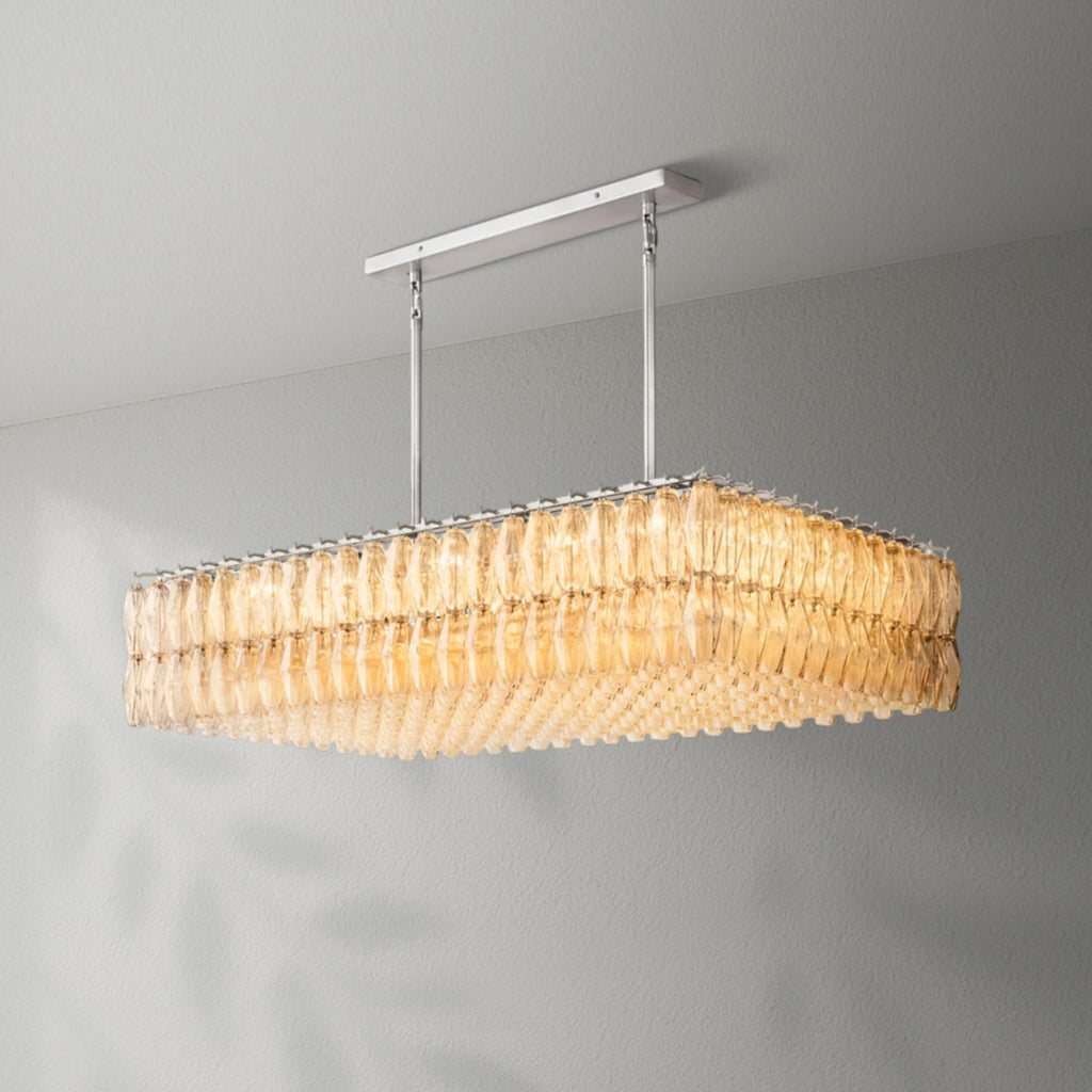 Cyra Glass Rectangular Chandelier 54"