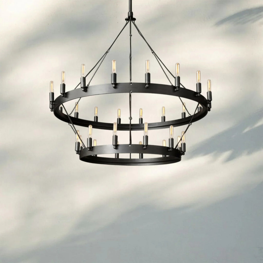 Celestine Vintage Filament Two-Tier Round Chandelier 38"